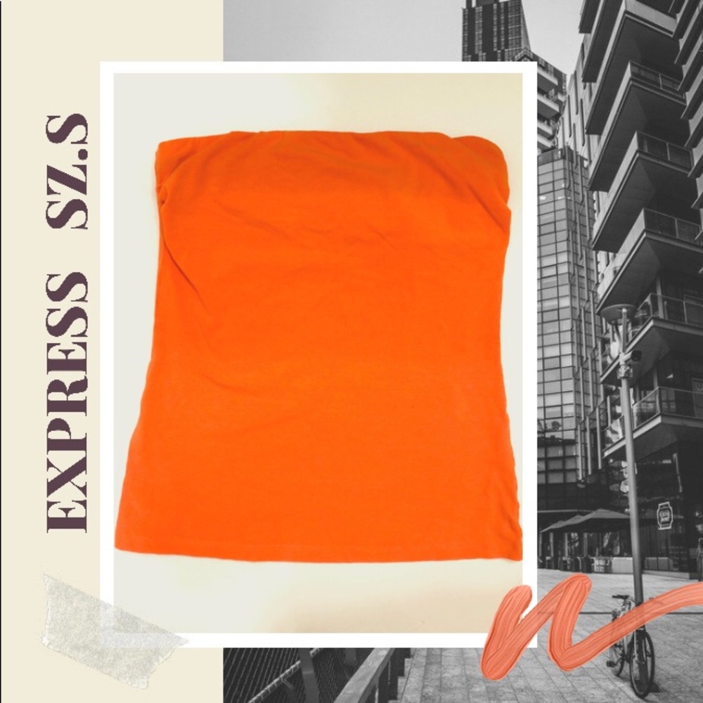 Orange stripeless tank top on elastic band